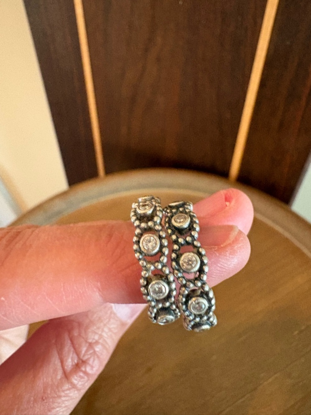 Pandora 2 Sterling Silver Crystal Stackable Rings Pandora size 56 / US size 7.25